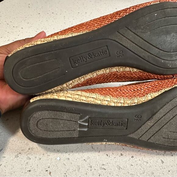 Kelly & Katie Ballet Flat Shoes Raffia Brown Burnt Orange Boho Size 9.5 - Picture 11 of 12